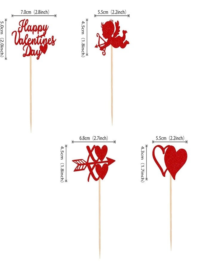 Incrizma 12 PCS Happy Valentine's Day Cupcake Toppers with Glitter Heart XOXO Cupid Cupcake Picks Valentine's Day Theme Wedding Bridal Shower Birthday Party Cake Decorations Supplies Red (XOXO Cupid) - Image 3